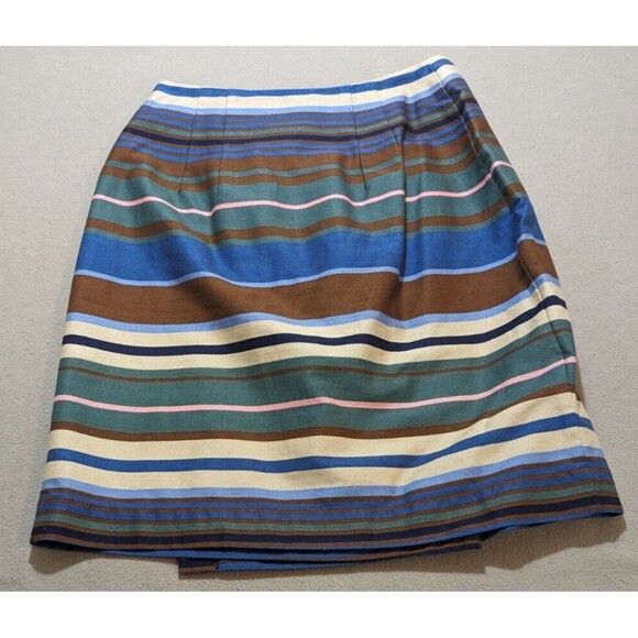 Bechamel Vintage Women's Cotton Multi-Color Stripped Wrap Around Skirt Size 8 - Picture 2 of 10